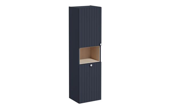 VitrA Root Groove 40cm 2 Door Semi-Tall Unit w/Laundry Basket (LH Hinge) - Matt Dark Blue